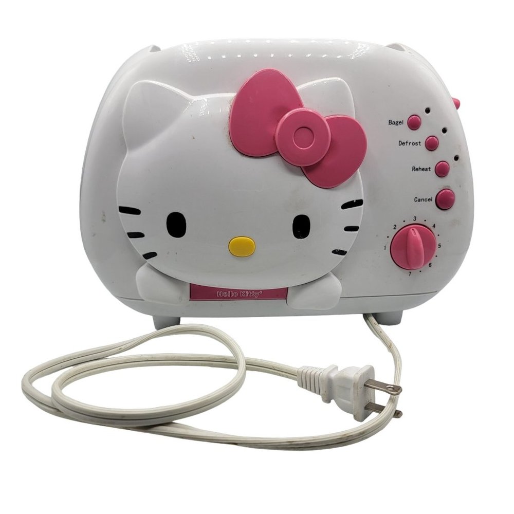 Hello Kitty 2 Slice Wide Slot Toaster KT5211 Bagel Defrost Reheat Sanrio
